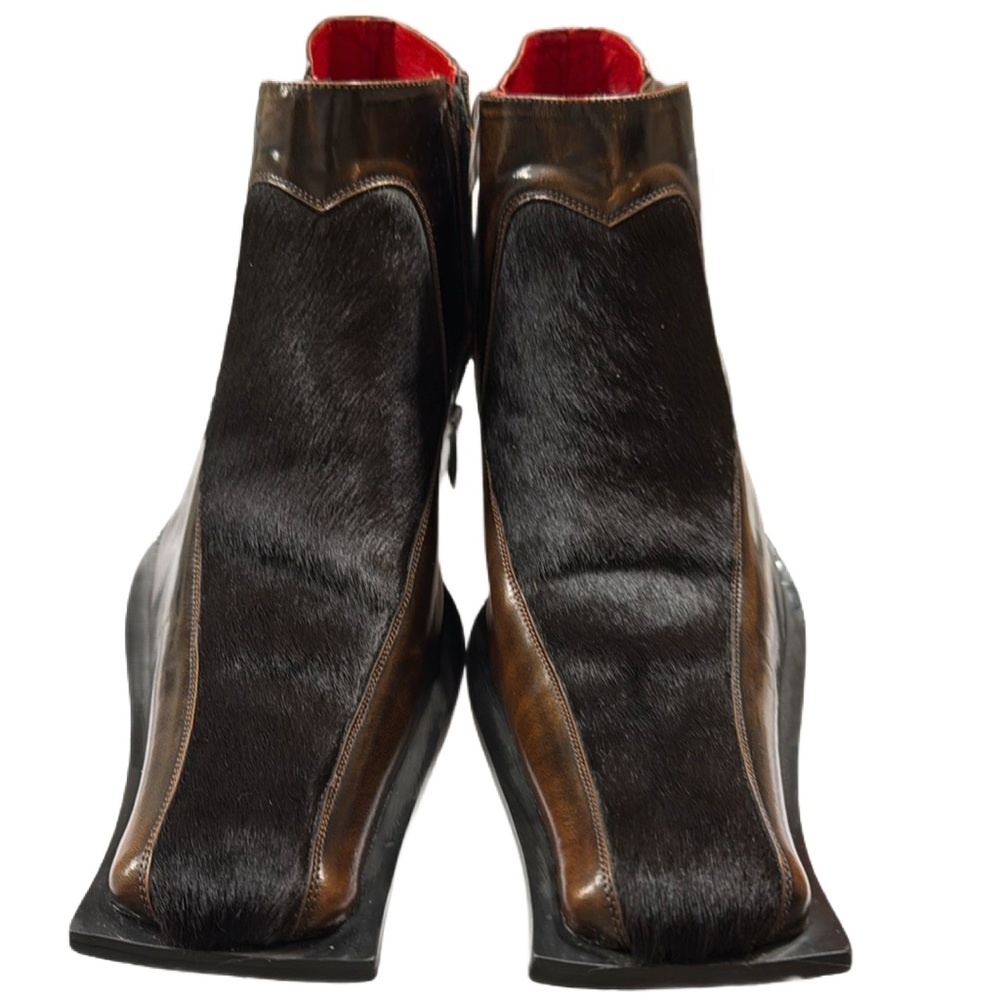 Men's Black Real Meek With Brown Leather Boots